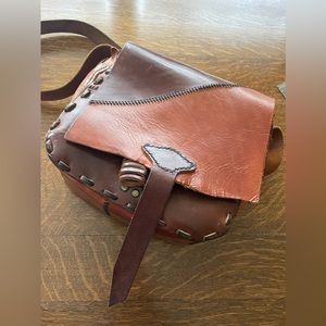 Satchel, vintage. Leather, handmade. EUC. 40” shoulder strap. 1 of a kind.